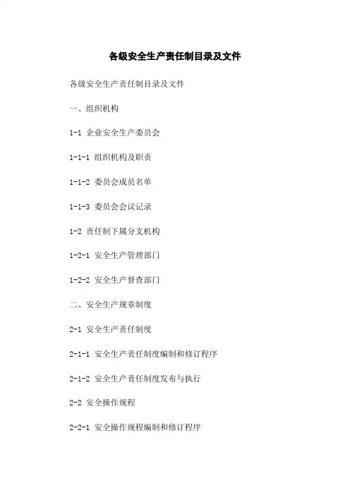 各级安全生产责任制目录及文件