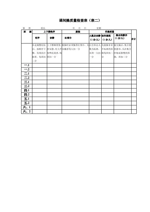 课间操质量检查表