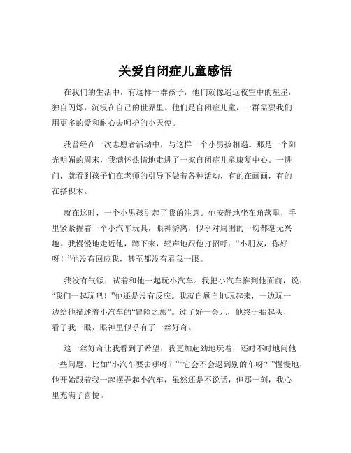 关爱自闭症儿童感悟