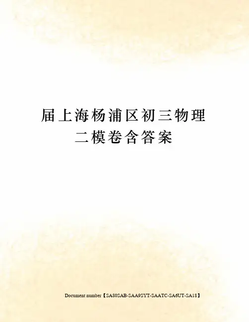 届上海杨浦区初三物理二模卷含答案