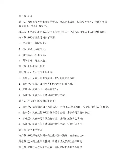 水力发电公司管理制度