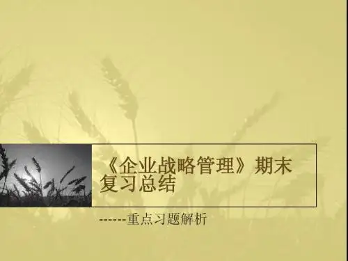 4《企业战略管理》考前辅导资料