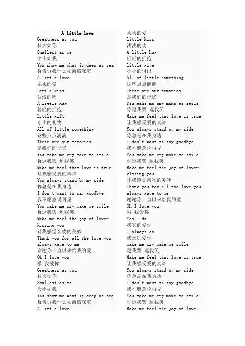 适合初中生的英语歌曲 a little love中英文对照