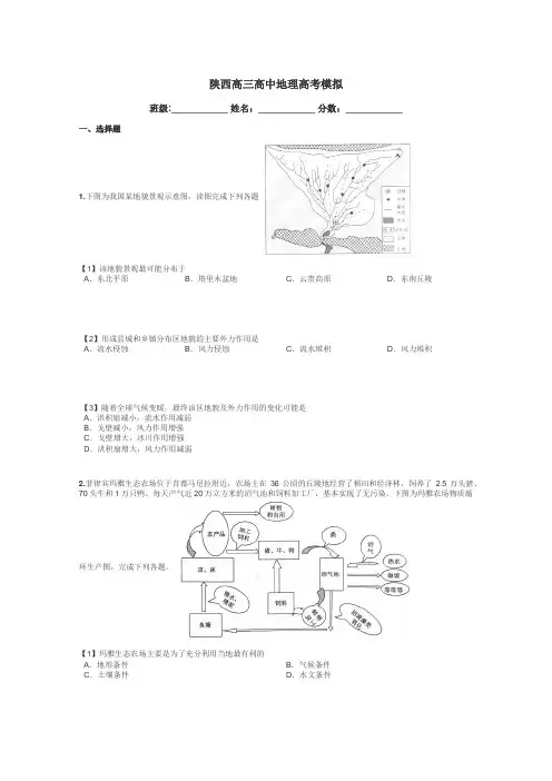 陕西高三高中地理高考模拟带答案解析
