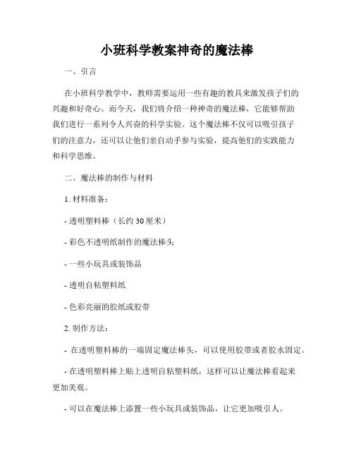 小班科学教案神奇的魔法棒