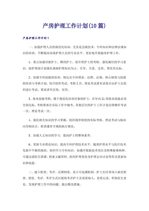 产房护理工作计划(10篇)