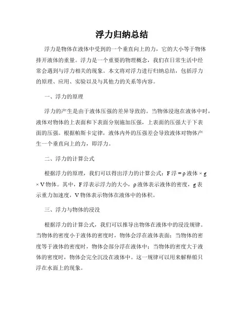 浮力归纳总结