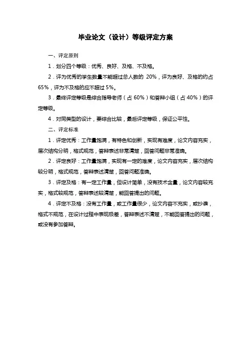 毕业论文(设计)等级评定方案