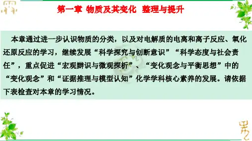 物质及其变化+整理和提升+课件-2023学年高一上学期化学人教版(2019)必修第一册