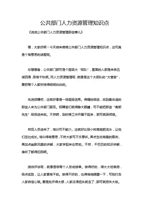 公共部门人力资源管理知识点