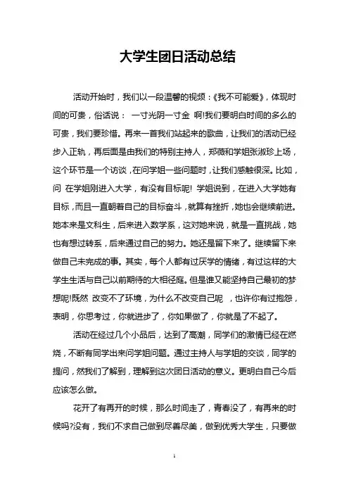 大学生团日活动总结
