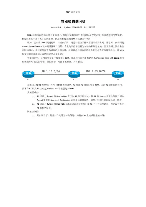 17、当GRE遇到NAT(TEST系列文档) V1.0