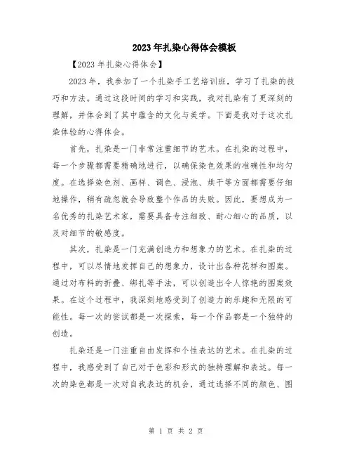 2023年扎染心得体会模板