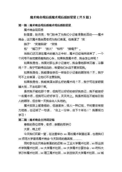 魔术晚会观后感魔术观后感盼星星（共5篇）
