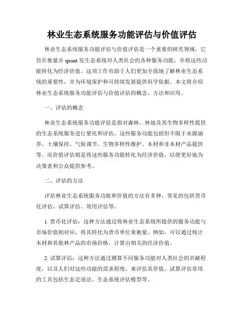 林业生态系统服务功能评估与价值评估
