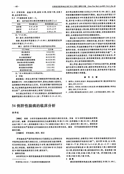 54例肝性脑病的临床分析