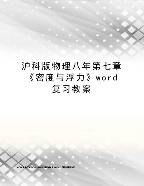 沪科版物理八年第七章《密度与浮力》word复习教案