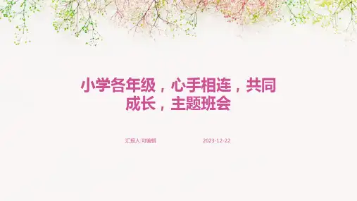 小学各年级, 心手相连,共同成长,主题班会ppt