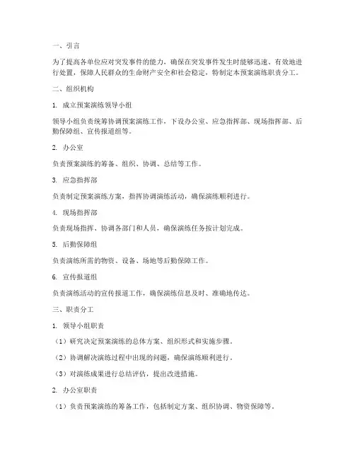应急预案演练职责分工