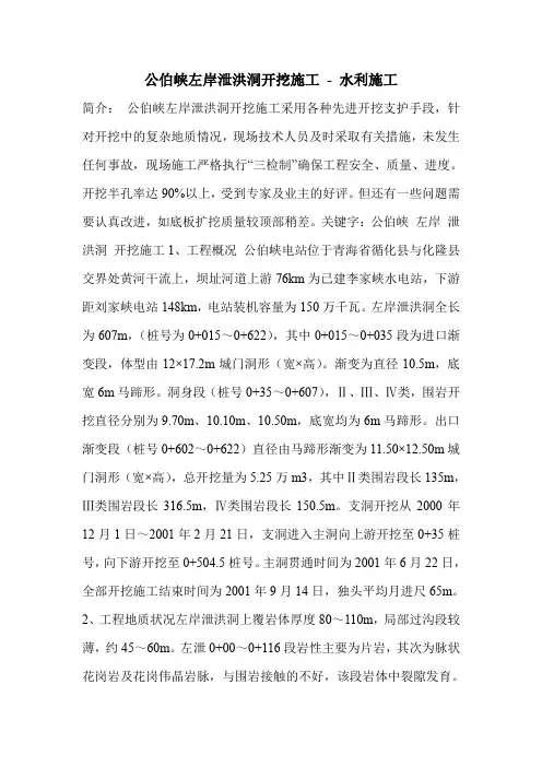 公伯峡左岸泄洪洞开挖施工