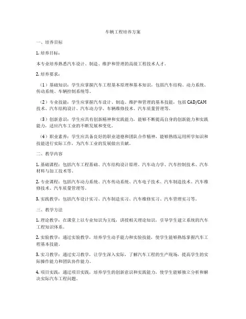 车辆工程培养方案