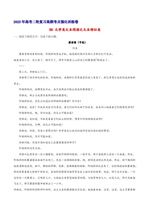 55文学类文本阅读之文本特征类-备战2023年高考语文二轮高频考点强化训练(试卷版)(全国版)