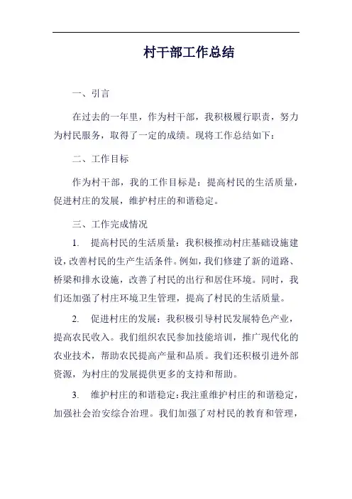 村务工作总结范例