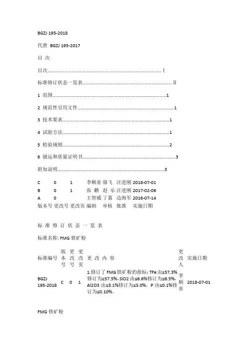 BGZJ 195-2018 FMG铁矿粉