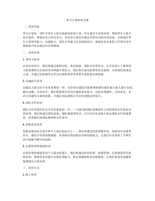 青马计划培训方案