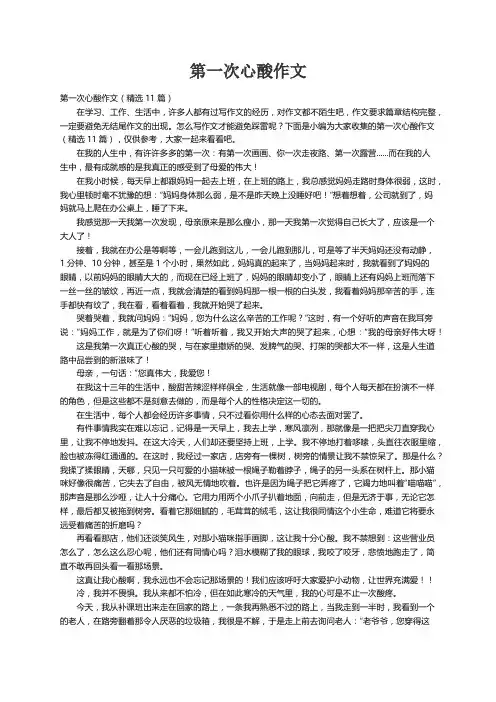 第一次心酸作文（精选11篇）