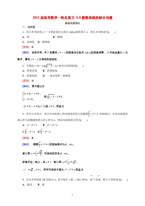 2015届高考数学一轮总复习 8-8圆锥曲线的综合问题