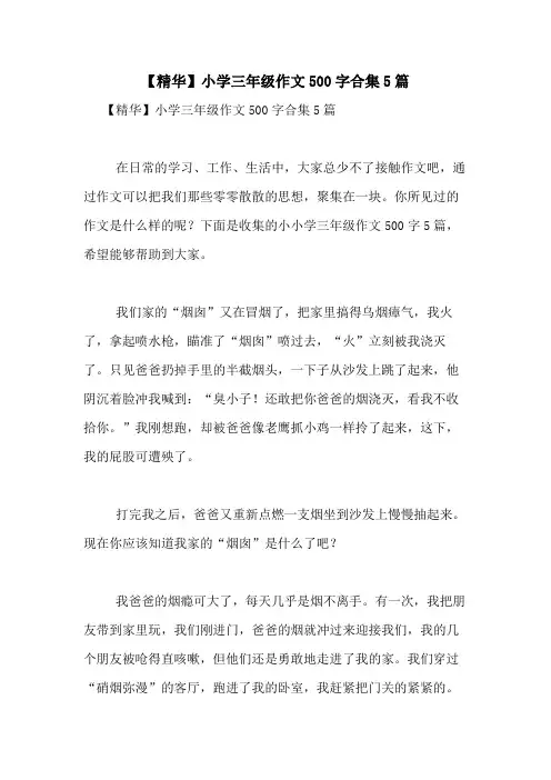 2021年【精华】小学三年级作文500字合集5篇