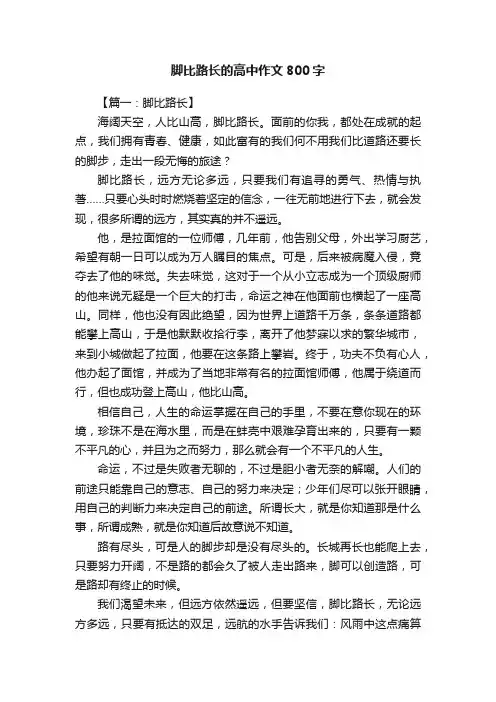 脚比路长的高中作文800字