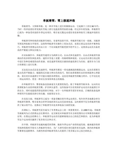 单板滑雪：雪上极速冲浪