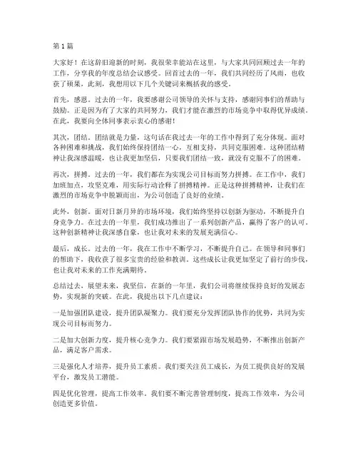 年度总结会议感受发言(3篇)