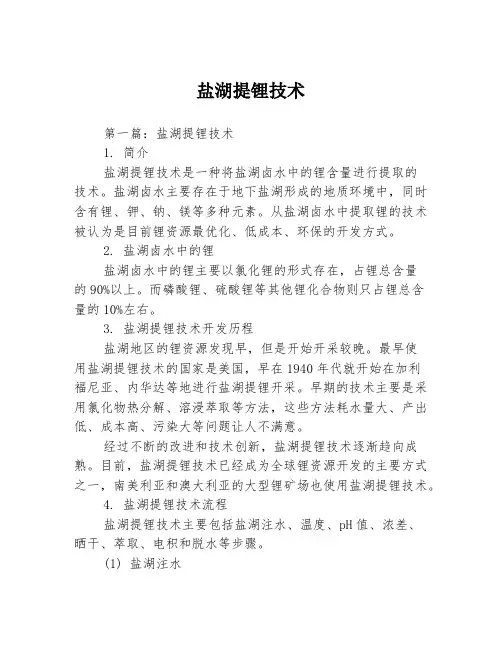 盐湖提锂技术