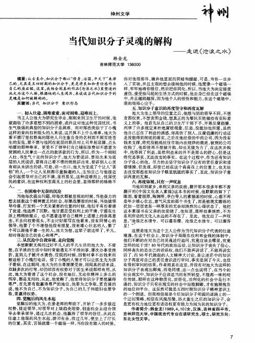 当代知识分子灵魂的解构——走进《沧浪之水》