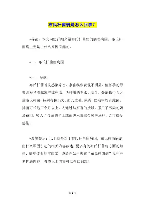 布氏杆菌病是怎么回事？