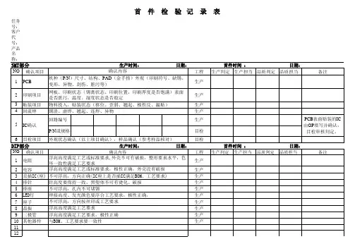 SMT首件记录表