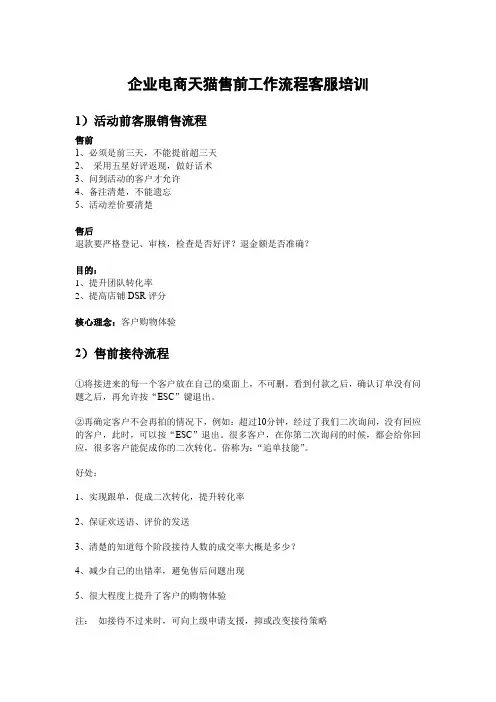 企业电商天猫售前工作流程客服培训