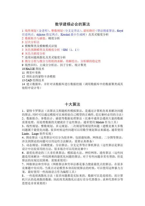 数学建模必会的算法