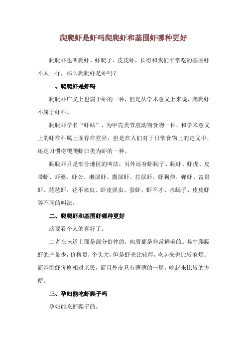爬爬虾是虾吗 爬爬虾和基围虾哪种更好