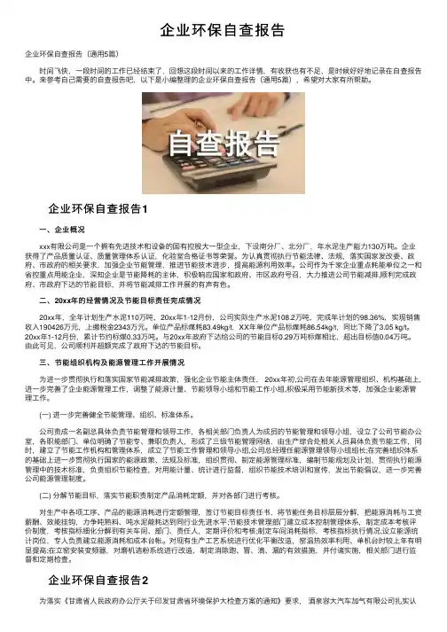 企业环保自查报告