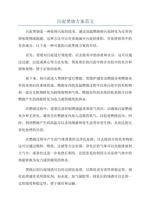 污泥焚烧方案范文