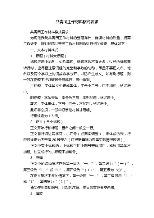 共青团工作材料格式要求