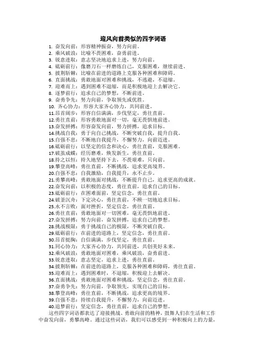 迎风向前类似的四字词语