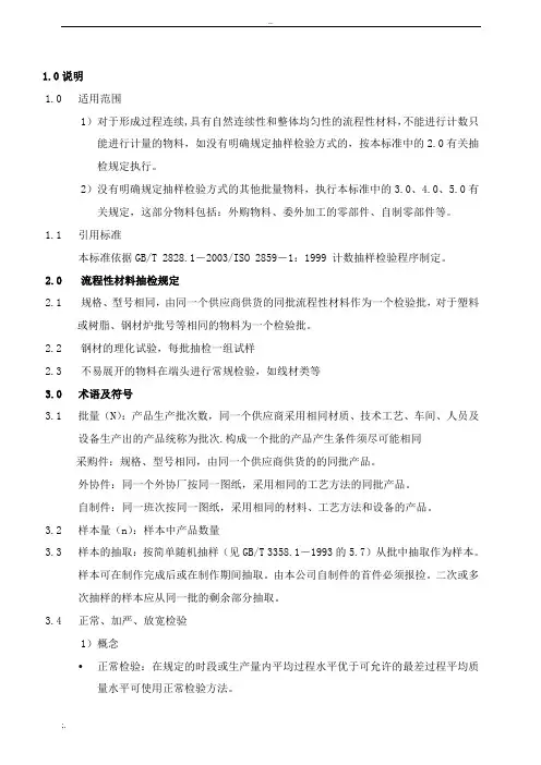 抽样检验标准