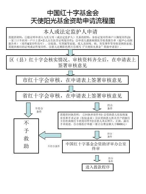 中国红十字基金会天使阳光基金资助申请流程图