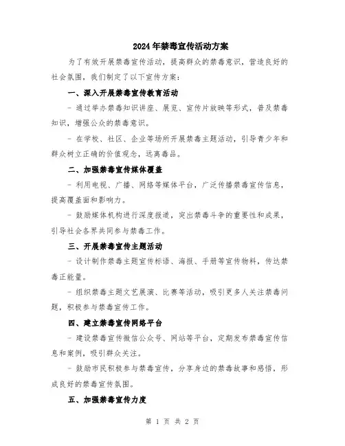 2024年禁毒宣传活动方案