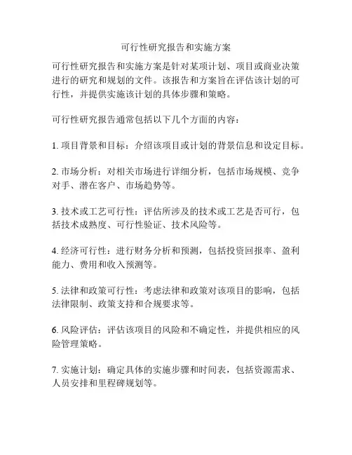 可行性研究报告和实施方案